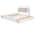 thumbnail image 6 of Euroco Wood Queen Platform Bed, Upholstered with Storage Headboard and 4 Drawers for Kids and Adults Bedroom, White, 6 of 17