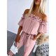 thumbnail image 4 of Women's Off-Shoulder Ruffled Sleeve Jumpsuit with Tied Waist & Pockets - Lightweight Olive Green Casual Romper for Spring/Summer, Regular Fit, 4 of 4