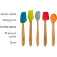 thumbnail image 2 of shiyou-Silicone and Beechwood Mini Kitchen Utensil Set, Great for Cooking, Baking or Reaching Into Small Jars, Easy to Clean, Safe for Non-Stick Cookware, 3 Spatulas, Spoon, Basting Brush, Multicolor, 2 of 4