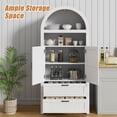 thumbnail image 6 of UEV 71.3" Tall Arched Cabinet, 6-Tier Arched Bookcase with Doors and Drawers,Bookshelf with Storage, Kitchen Pantry Modern Wooden Farmhouse Storage Cabinet for Living Room,White, 6 of 7
