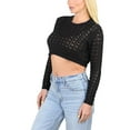 thumbnail image 5 of Socal Look Women's Cotton Crochet Sweater Long Sleeve Summer Casual Pullover Black, Small, 5 of 6