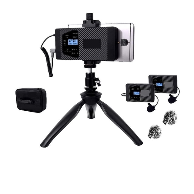 WS60 UHF Dual-channel Wireless Lapel Microphone With Phone Clip Lavalier Mic ,Easy to Use