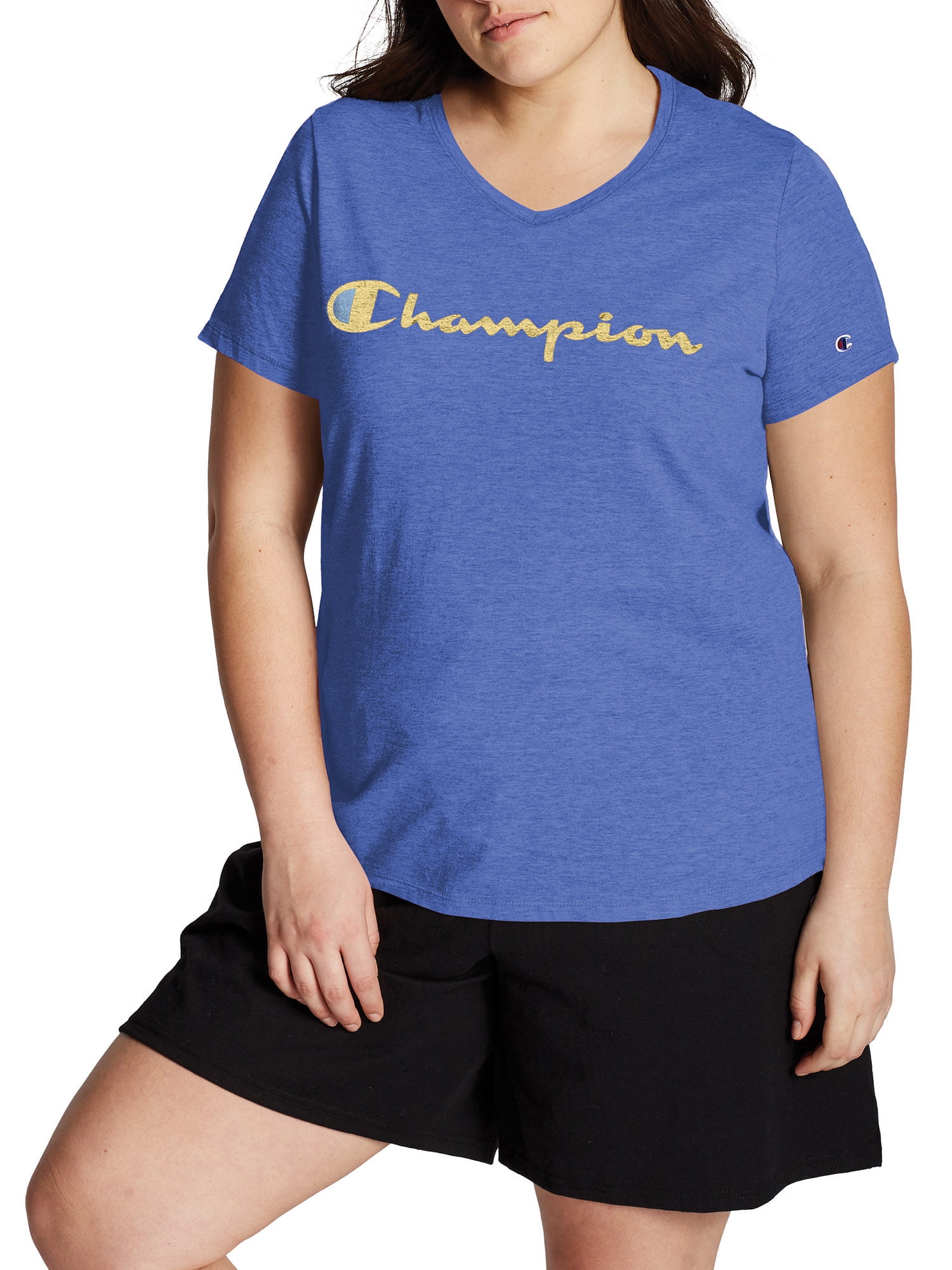 Champion Women's Plus Size Graphic V-Neck T-Shirt - Walmart.com
