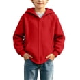 thumbnail image 2 of Besolor Teen Girls Boys Clothes Zip up Hoodies Long Sleeve Oversized Sweatshirts Fall Winter Fleece Warm Unisex Kids Jackets with Pockets(15-16 Years,Red), 2 of 7