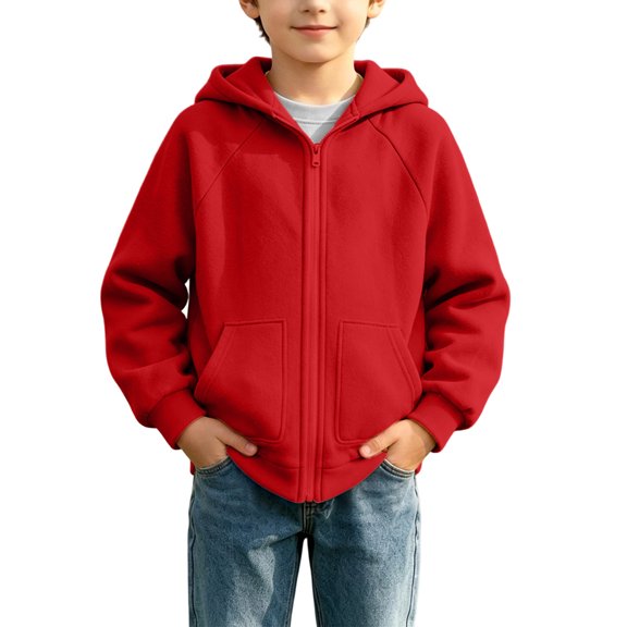Boys Girls Zip Up Hoodies Casual Loose Fit with Front Pockets Drop Shoulder Warm Comfortable Fabric for Fall Outdoor Activewear Kids Long Sleeve Basic Jackets