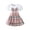 Red, variant on Toddler Girl's 2 Piece Outfit Bow Front Short Sleeve Tee and Plaid Pleated Skirt Set Summer Sweet Stylish Set(White,4-5 Years)