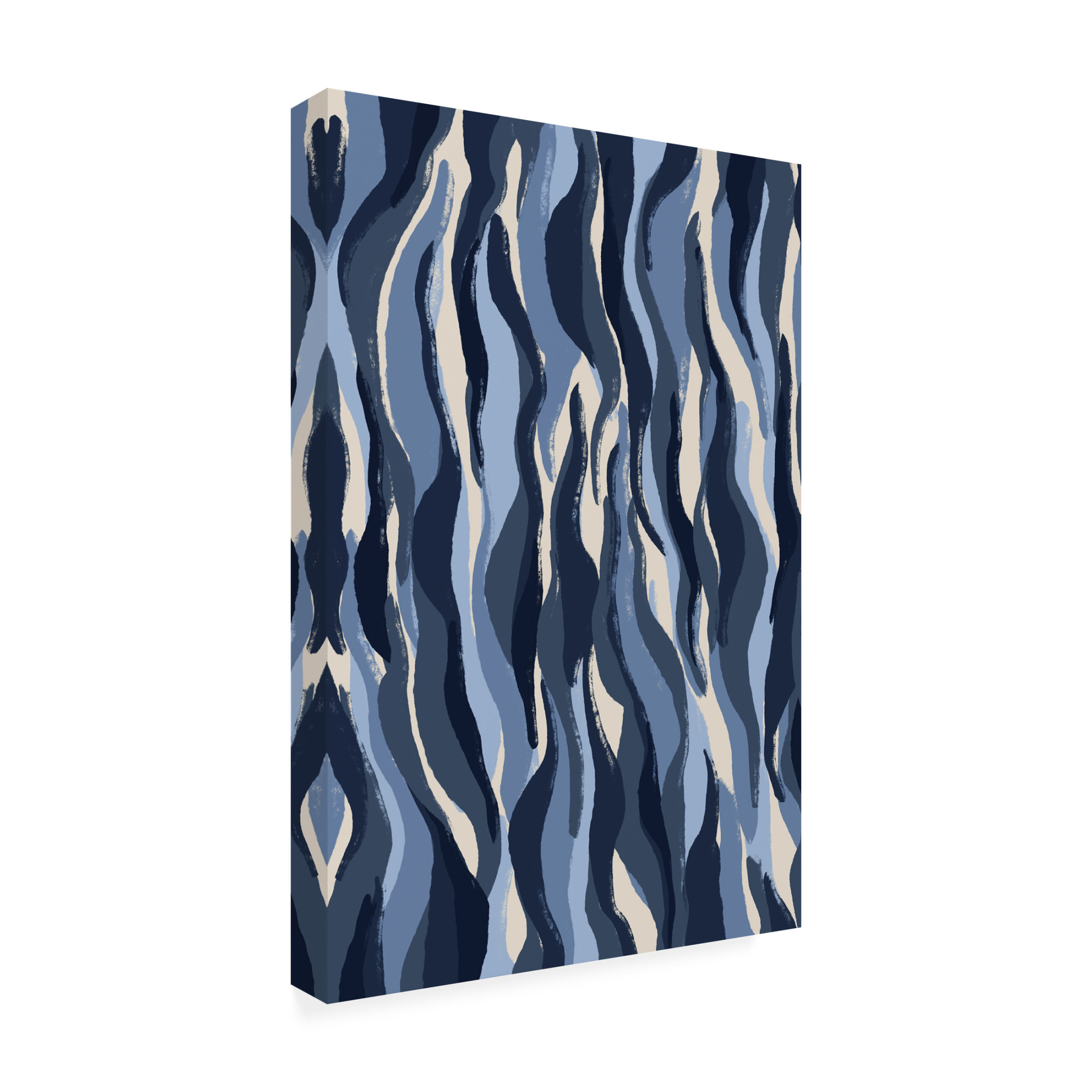 Canvas Wall Art - Treechild 'Blue Tiger Pattern' Wall Art for Living Room, Bedroom, or Office Décor by Trademark Fine Art - 30 x 47 Inches