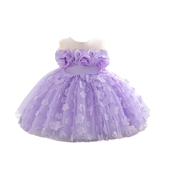 JAJAHO Girls Satin Dress Toddler Baby Girl Dresses Floral Appliques Sleeveless Party Tutu Puff Dresses Wedding Birthday Outfit 6M-3Y
