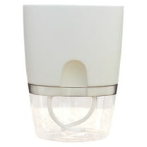 Luxcidy Self Watering Planter for Indoor Plants,3.2In Flower Pot Modern Decorative Plastic Planter with Extra Large Water Storage for All House Plants, Flowers, Herbs(White)