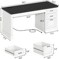 thumbnail image 2 of 55" Executive Desk with Power Outlets and Storage, Wood Computer Desk with 2 Drawers & 1 File Drawer for Home Office, Large PC Workstation Farmhouse Office Desk, White, 2 of 9