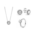 thumbnail image 2 of 100 % Plata Esterlina 925 Forma Redonda Collar Pendientes Conjunto Completo De Joyería De Circón Ajuste A Las Mujeres, 2 of 4