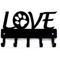 thumbnail image 1 of Love with Dog Paw Key Rack Hanger & Holder- Small 6 inch Wide - for Hanging Coats, Black No Rust Hooks for Scarf, Bag, Towel, 1 of 5