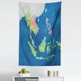 thumbnail image 1 of Asian Tapestry, South East Countries Colorful Map Myanmar Thailand Laos Vietnam Philippines, Fabric Wall Hanging Decor for Bedroom Living Room Dorm, 5 Sizes, Sea Blue Multicolor, by Ambesonne, 1 of 1