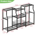 thumbnail image 4 of Heavy Duty 3-Tier Garden Tool Organizer Rack with Hooks, Steel Floor-Mount Design, Black, 48.45"W x 11.42"D x 30.32"H, 4 of 7