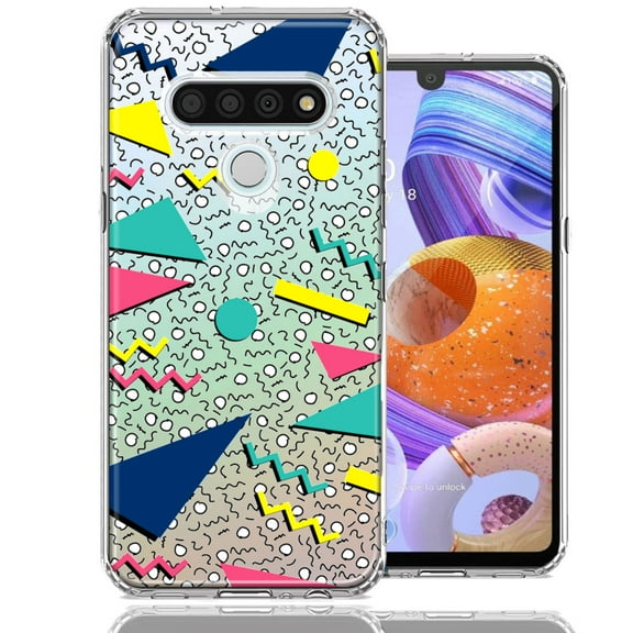 MUNDAZE for LG K51 90's Swag Shapes Design Double Layer Phone Case Cover