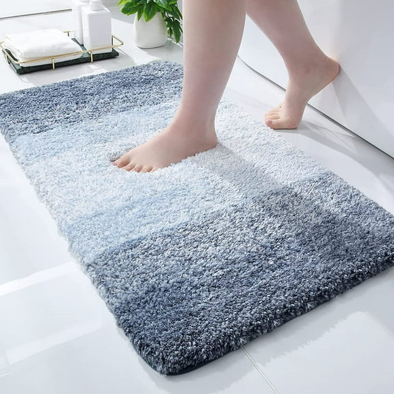Luxury Bathroom Rug Mat, Extra Soft and Absorbent Bath Rugs, Non-Slip Plush Shaggy Bath Carpet, Machine Wash Dry, Bath Mats for Bathroom Floor, Tub and Shower, 24x16, Blue