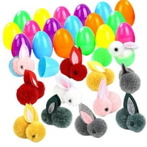 Tachiuwa 24 Pieces Easter Eggs with Easter Bunnies Stuffed Toy, Easter Basket Stuffers Ornaments for Kids, Colorful Mini Plush Animals