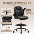 thumbnail image 3 of HYSpacerX 500 LBS Big & Tall Ergonomic High Back Leather Office Chair, Adjustable Height Flip-Up Armrest Executive Computer Chair for Standing & Counter Height Desk, Black, 3 of 7