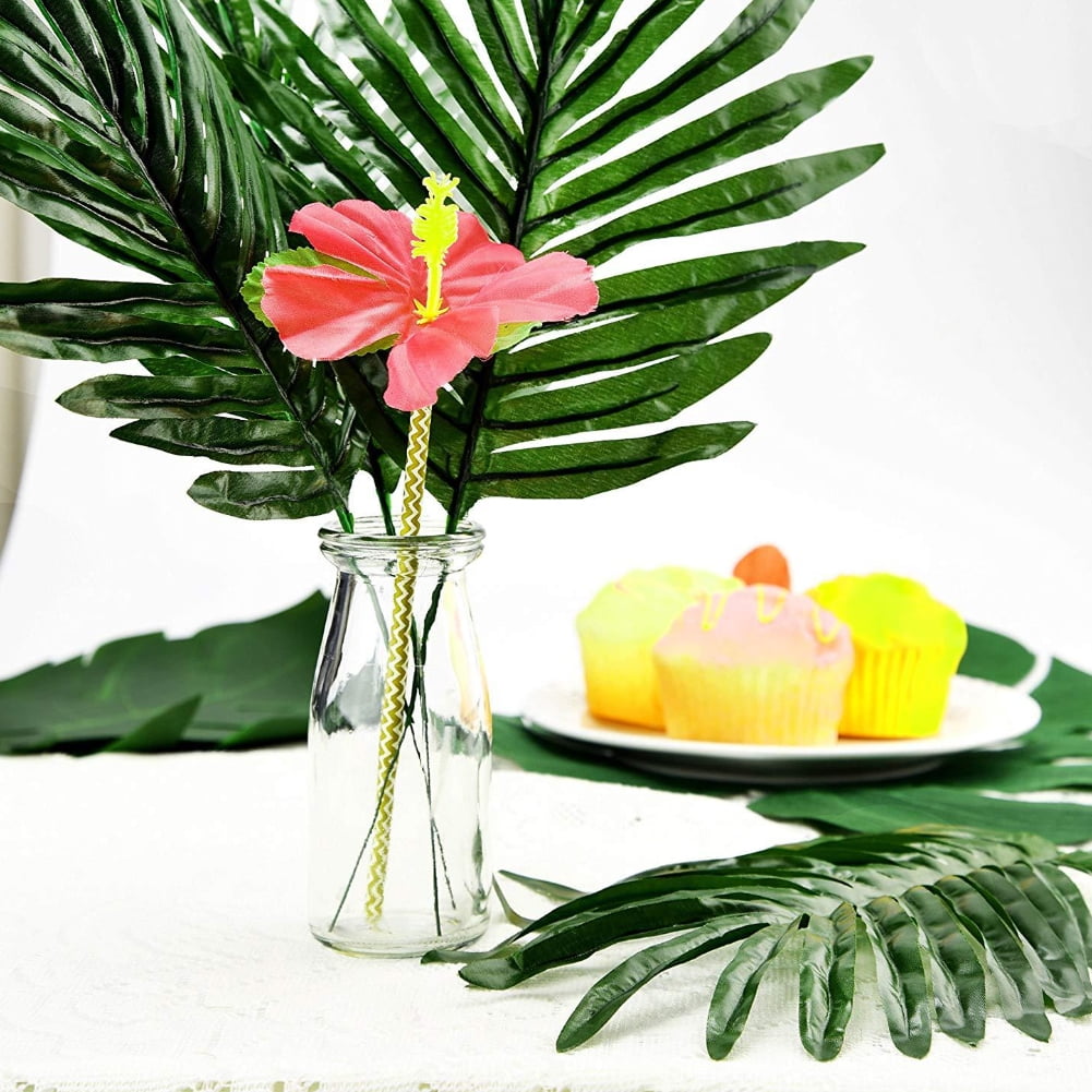Limei 12 Pack Palm Artificial Plants Leaves Decorations Faux Large Tropical Palm Leaves Imitation Ferns Artificial Plants Leaf for Home Kitchen Party Flowers Arrangement Wedding Decorations (Green)