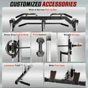 VIBESPARK Smith Machine Squat Rack, All-in-One Power Rack Cage with LAT-Pull Down System & Cable Machine, Power Cage with Barbell Bar, Weight Storage and More Attachment for Home Gym Workout