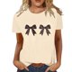 thumbnail image 2 of Camiseta informal de mujer con estampado de lazos: cuello redondo, manga corta, mezcla de poliéster y spandex, tallas S-XXL, para todas las estaciones, 2 of 3