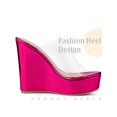 thumbnail image 3 of BLISSFUL STEP Platform Clear Strap Wedge Heel Slide Sandals for Women Hot Pink 6, 3 of 6