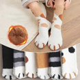 thumbnail image 3 of 6 pairs of warm fluffy socks for women, coral fleece soft fluffy winter socks, cozy socks with cat claw design, home socks for women and girls, 3 of 5