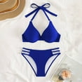 thumbnail image 5 of FINALGANG Womens Halter V Neck Solid Color Underwire 2 Piece Bikini Swim Set Molded Cup Swim Top Hollow Brief Summer Swimwear For Beach Party Classic Swimwear M, 5 of 5
