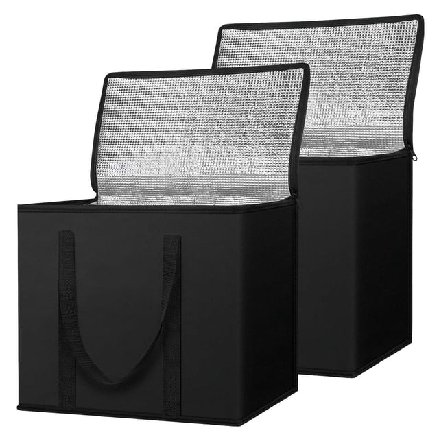 Paquete de 2 Bolsas de Comestibles Reutilizables con Aislamiento, Bolsa TéRmica Plegable para Comestibles, Bolsa con Aislamiento Resistente