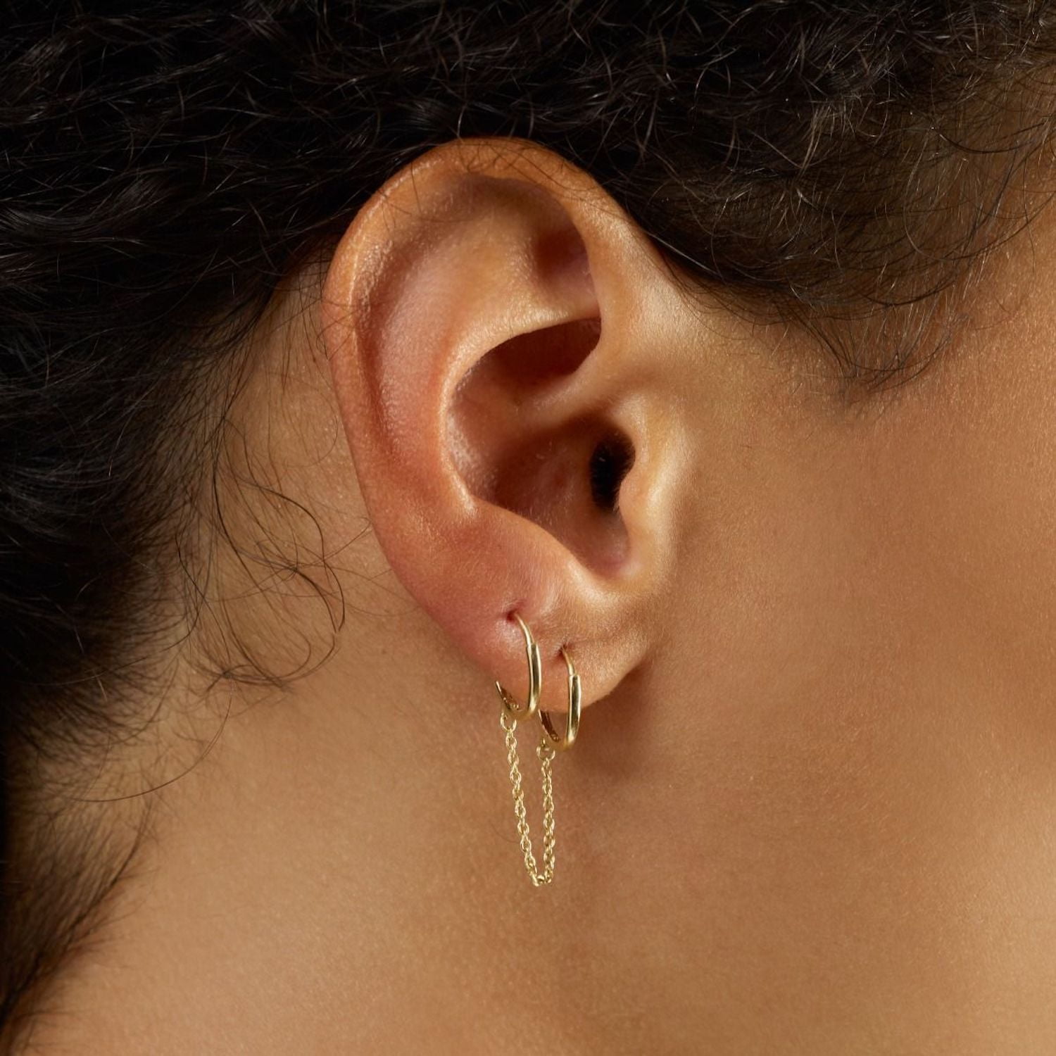 Double piercing hoop earrings clearance
