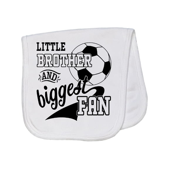 Inktastic Little Brother and Biggest Fan Soccer Player Baby Burp Cloth