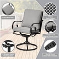thumbnail image 3 of MELLCOM Patio Swivel Chair Set of 2, Heavy Duty Outdoor Dining Chairs with Thickened Cushions, Metal Patio Chairs Gentle Rocker for Outside, Garden Lawn & Porch, Backyard, Grey, 3 of 8