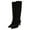 Black, variant on FSJ Women Classic Sqaure Toe Mid Heel Knee High Boots Crystal Chunky Heel Half Zip Modern Tall Boots Solid Fall Winter Shoes Size 10.5 Brown