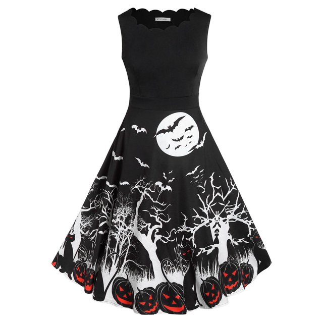 Vestido vintage con estampado de calabaza y murciélago talla grande Rosegal Suéteres Cárdigans