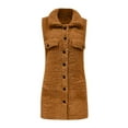 thumbnail image 4 of Solid Loose Fit Elegant Lapel Button Front Vest Cardigan for Women Women Casual Dress Sweater Long Sleeve Hoodie Womens Long Hooded Sweatshirt, 4 of 4