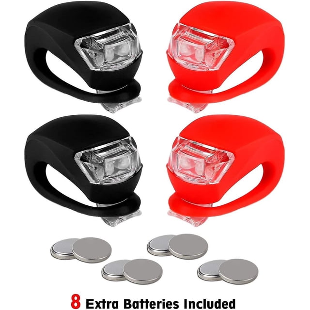 Juego de 4 luces para bicicleta: juego de luces LED de silicona delanteras y traseras para bicicleta ER
