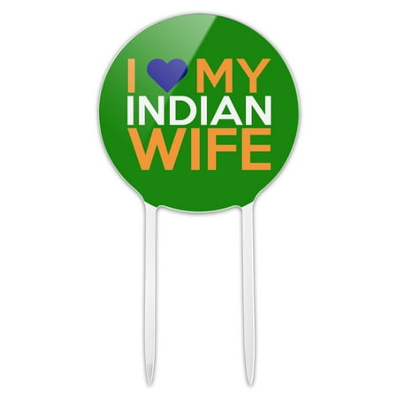 Acrylic I Love My Indian Wife Cake Topper Party Decoration for Wedding Anniversary Birthday (Best Birthday Cake For My Wife)