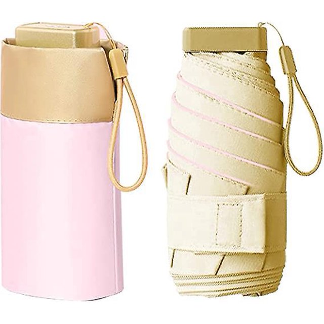 parapluie De Voyage Pliant (rose), Mini Parapluie 19 Pouces 6 Os Parapluie Compact Portable Coupe-vent, Avec Sac De Rangement Mini Parapluie De Vo