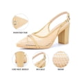 thumbnail image 4 of BLISSFUL STEP Women's Mesh Heel Sandals Slingback Strap Chunky Heel Pumps Beige (Size 5.5), 4 of 7
