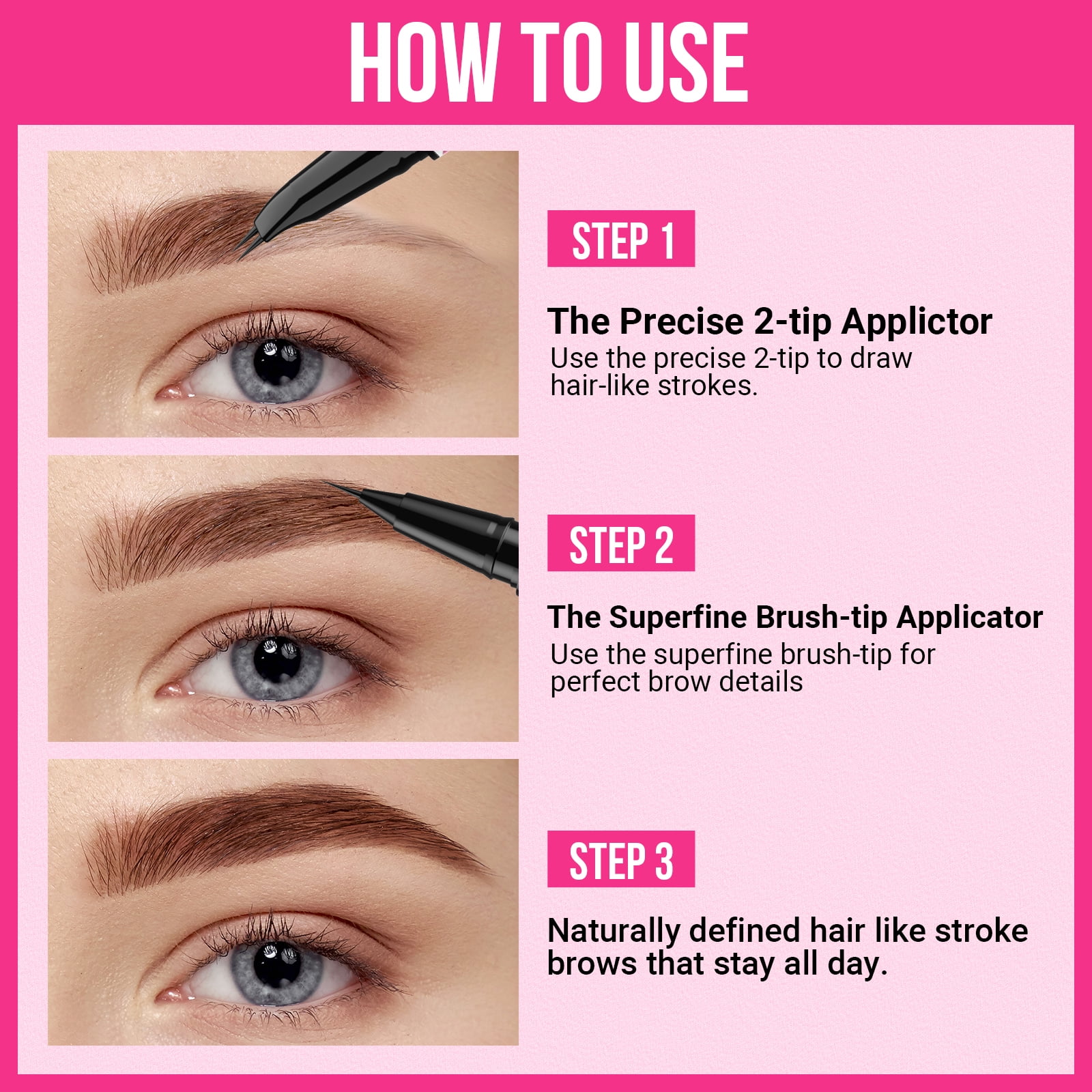 iMethod 2-in-1 Curved Eyebrow Pen - Dual-Ended Microblading Pencil with Curved Tip and Precise Brush-Tip, Natural Hair-Like Brows, Lasts All-day，Black
