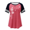 thumbnail image 4 of T-shirts pour Femmes, Mode Décontractée Imprimée, Col Rond, Manches Courtes, Chandail-Over, T-Shirts pour Femmes, Rouge Melon D\'eau S, 4 of 4