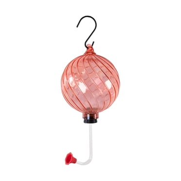 Vibrant Life Iridescent Globe Pink Glass Hummingbird Feeder, 30 oz Capacity