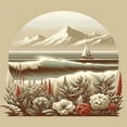 thumbnail image 4 of Ambesonne Nautical Duvet Cover Set, Floral Sea Shore and Boat, Queen, Grey Yellow Dark Salmon, 4 of 6