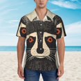 thumbnail image 2 of Balery Retro Raccoon Graphic Print Camisas hawaianas de manga corta para hombre, camisas playeras de corte holgado, camisas de vacaciones con botones,Small, 2 of 7