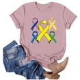 thumbnail image 4 of UANWENN T-Shirts Décontractés pour Femmes avec Imprimé Ruban de Sensibilisation au Cancer, Manches Courtes, Col Rond, Style de Base pour le Quotidien, Chandails Athlétiques, Paquet Femmes, T-Shirts pour Femmes, Hauts de Couleur Unie pour Femmes, Court, 4 of 5