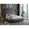 thumbnail image 5 of Pemberly Row Contemporary Channel Tufted Rich Velvet Full Bed in Gray, 5 of 7