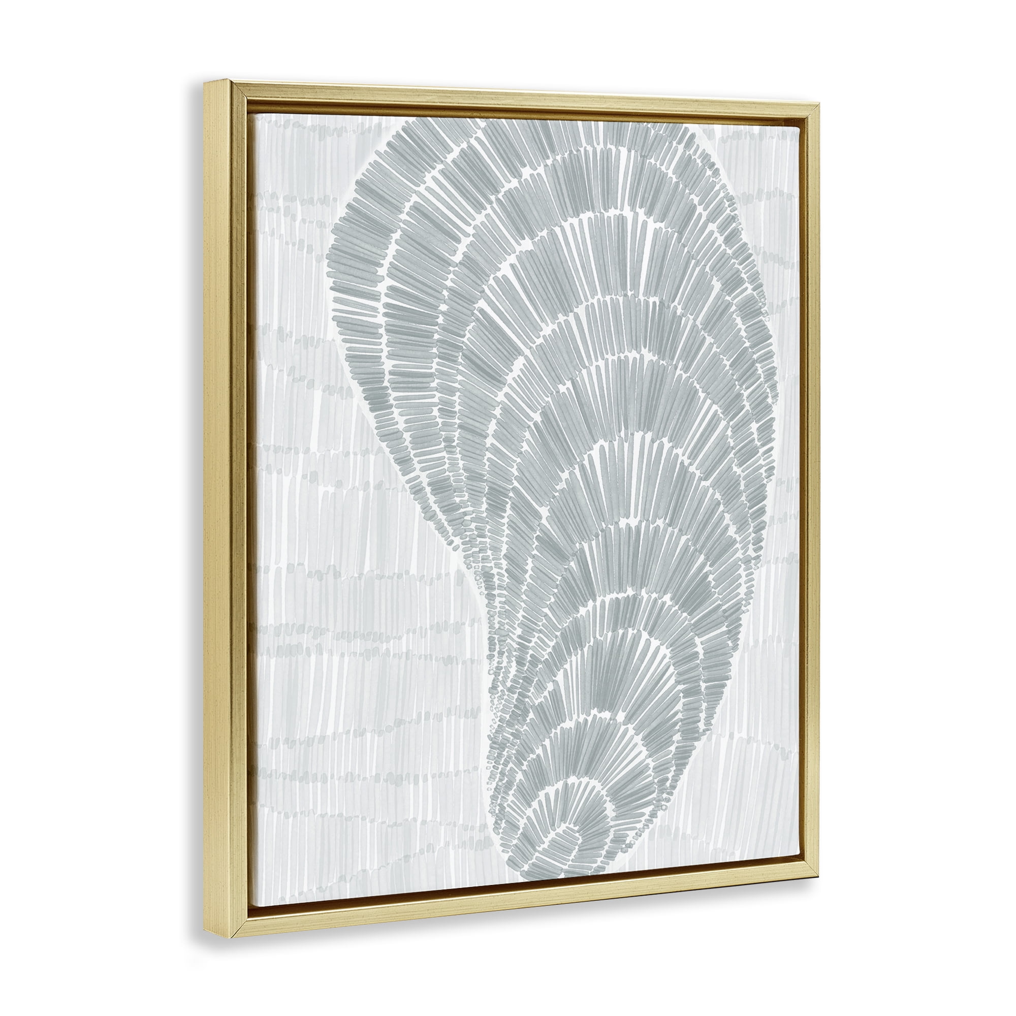Stupell Industries Sketched Oyster Shell Nautical & Beach Painting Gold Floater Framed Canvas Art Print Wall Art, 25 x 31