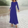 thumbnail image 2 of WTXUE Robes Maxi, Robe Maxi Trapèze à Manches Longues à Col Rond, Robe Longue Bohème Décontractée à Fleurs Ample Unie pour Femme Grande Taille, Taille M, 2 of 5