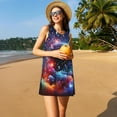 thumbnail image 3 of Yiaed Outer Space Floating Numbers And Letters Print Women's Sleeveless Dress, Loose Fit Summer Dress, Casual Sleeveless Dress for Women, 3 of 7
