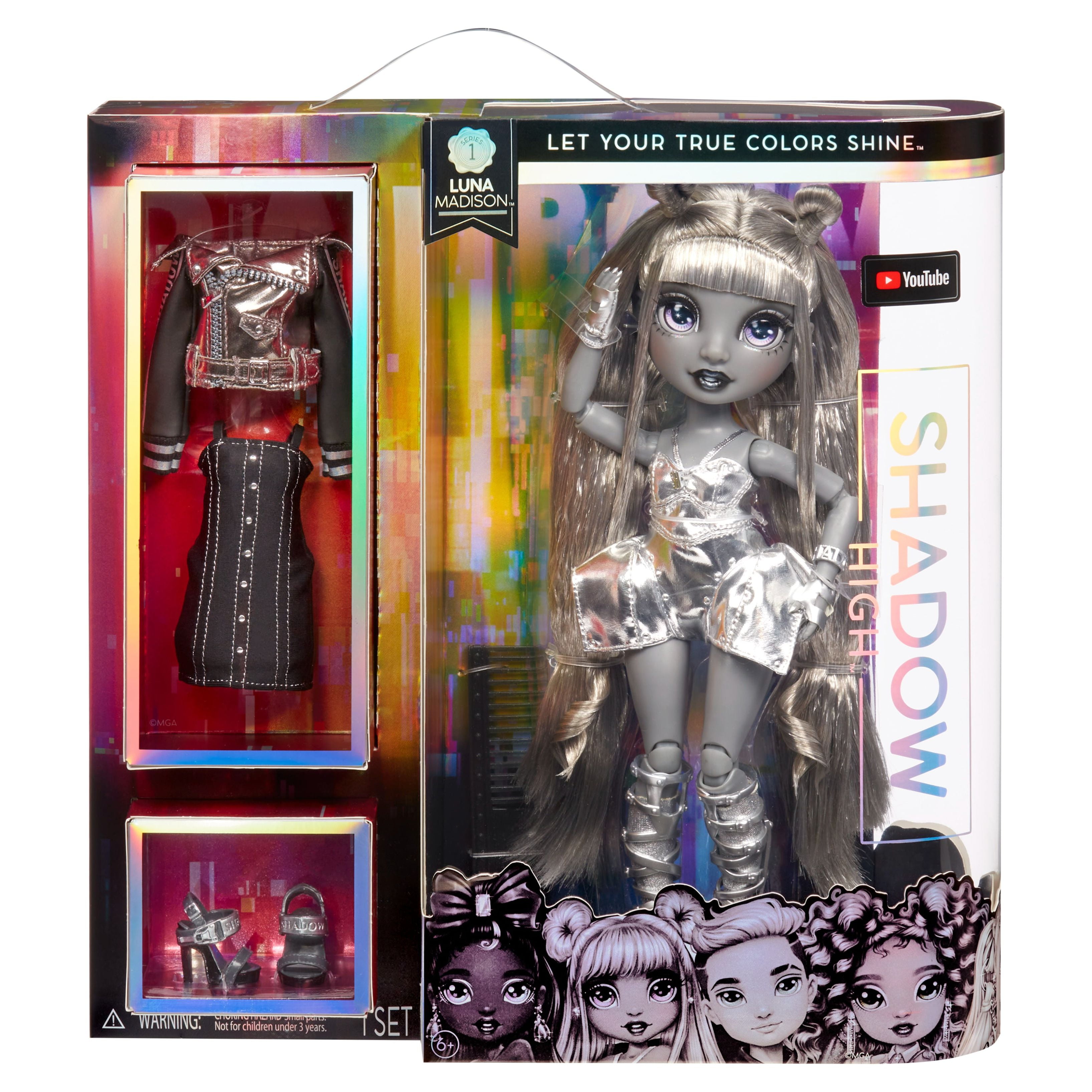Shadow High Series 1 Luna Madison- Grayscale Fashion Doll. 2 Metallic Grey  Designer Outfits to Mix & Match with Accessories, Great Gift for Kids 6-12  Years Old and Collectors 